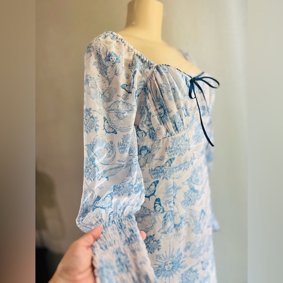 SIMPLE RETRO MILA ELEGANT SQUARE NECK CONTRAST PRINT DRESS SIZE S - Picture 15 of 16